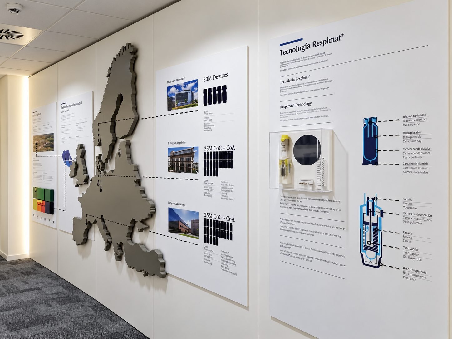 Exhibition system Boehringer Factory for Boehringer Ingelheim, Barcelona